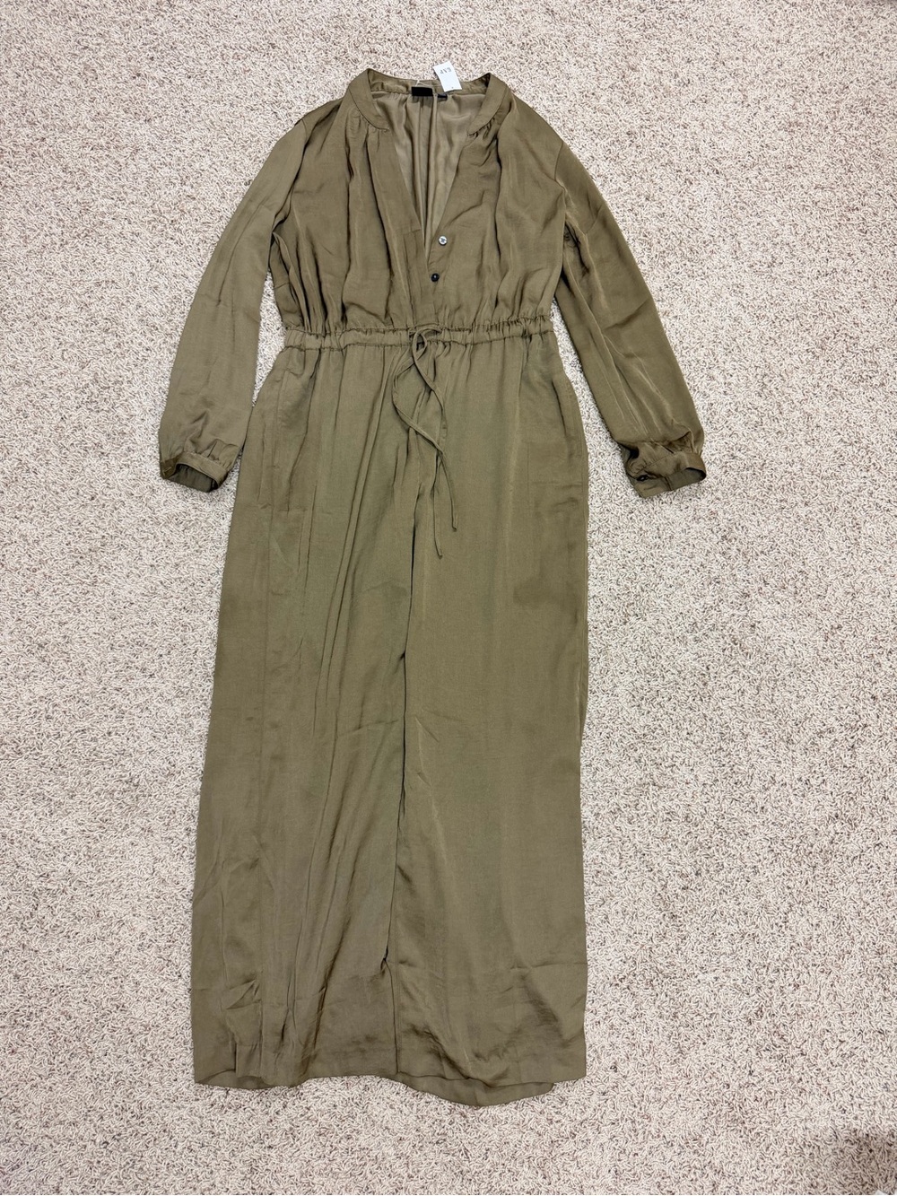 GAP Petite Olive Green Button-Front Maxi Dress